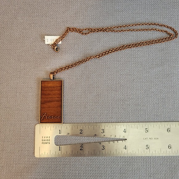 FIERCE  NWT  Copper Wood Pendant Necklace Copper Link Chain USA Handcrafted - Picture 9 of 11